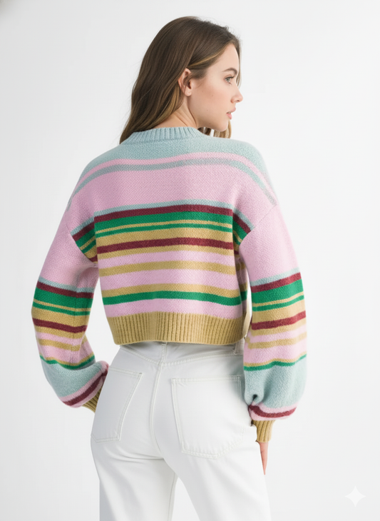 MULTICOLOUR BOXY FIT CROPPED SWEATER