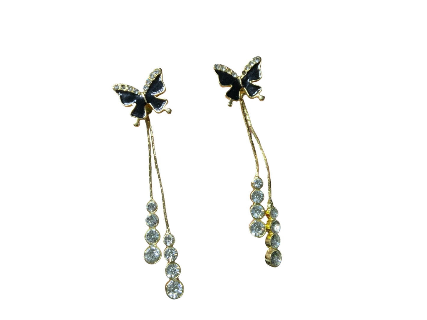 BUTTERFLY DROP EARRINGS WITH CRYSTAL ACCENTS