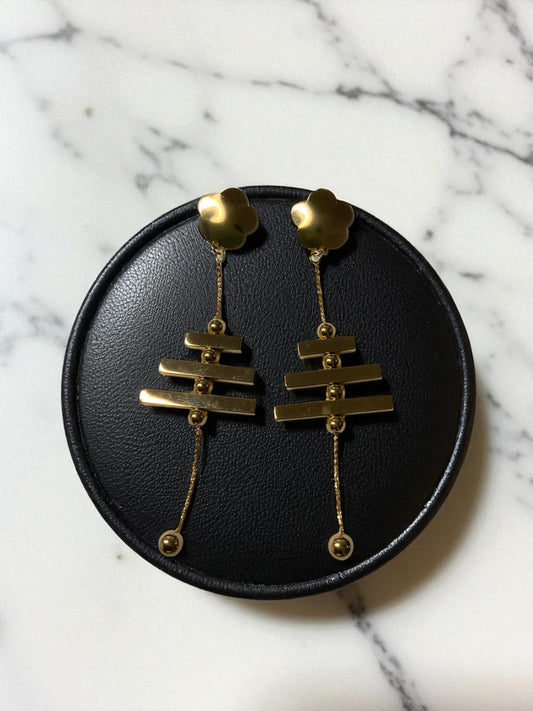 GOLDEN BLOOM CASCADE DANGLE EARRINGS