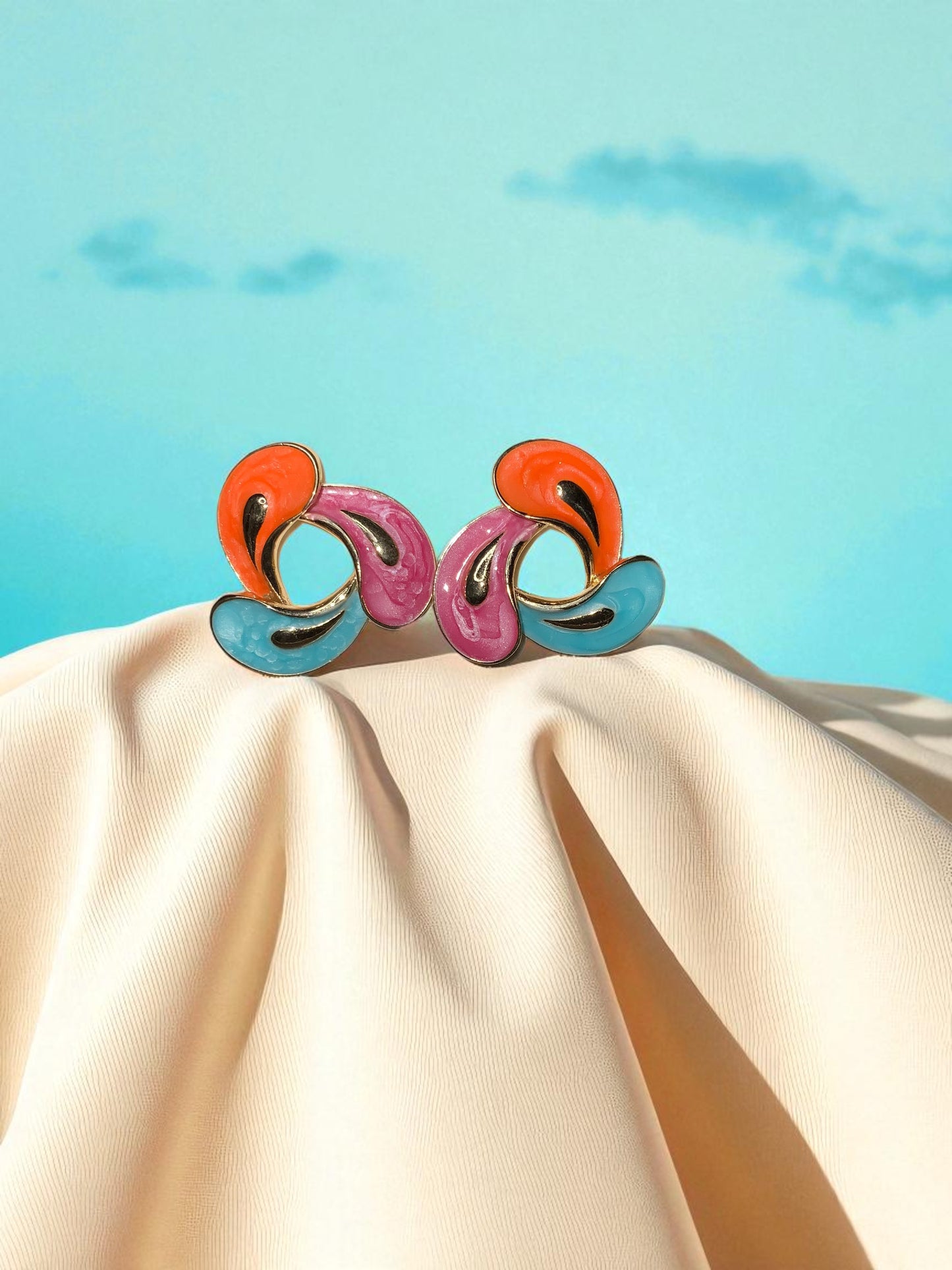 RETRO POP SPLASH ENAMEL STUD EARRINGS