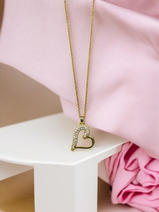 ASYMMETRICAL HEART PENDANT NECKLACE