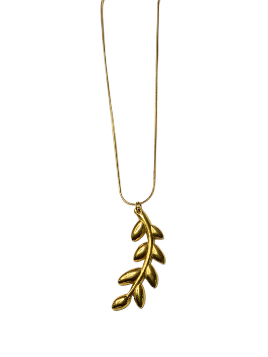 GOLDEN OLIVE LEAF PENDANT NECKLACE