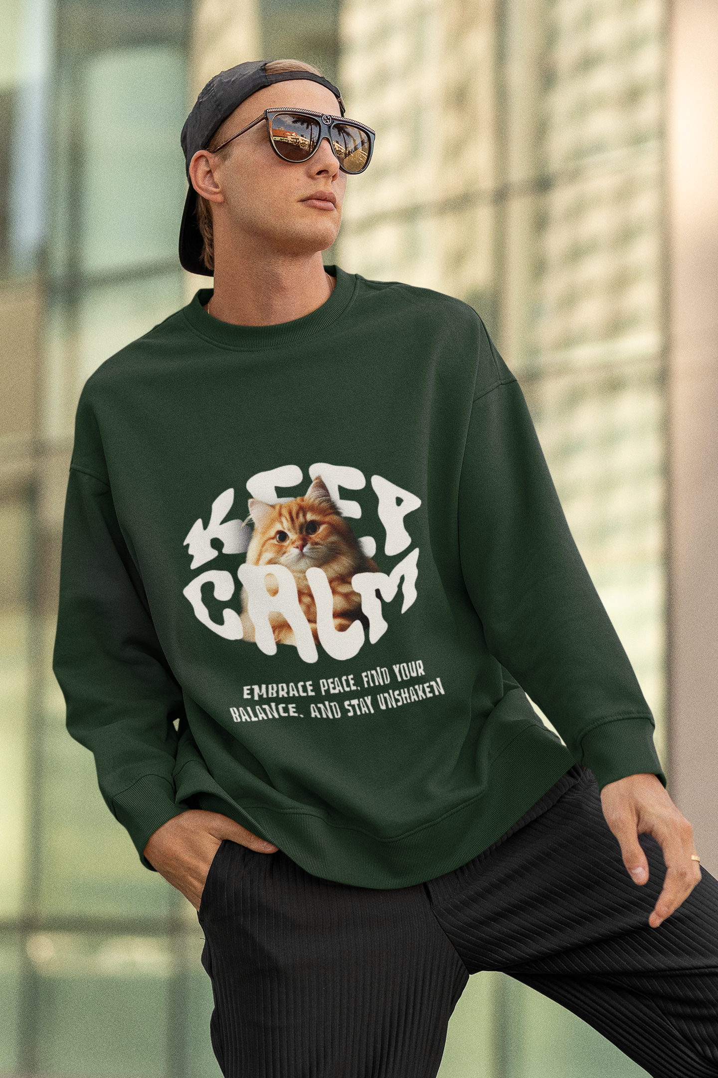 SUDADERA DE CUELLO REDONDO CON GATO