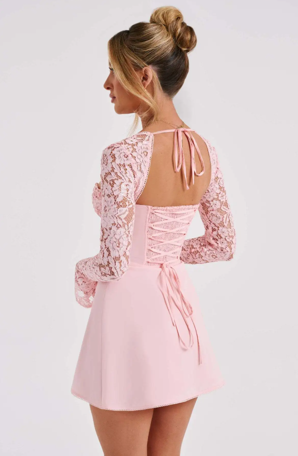 LACE LONG SLEEVE MINI DRESS