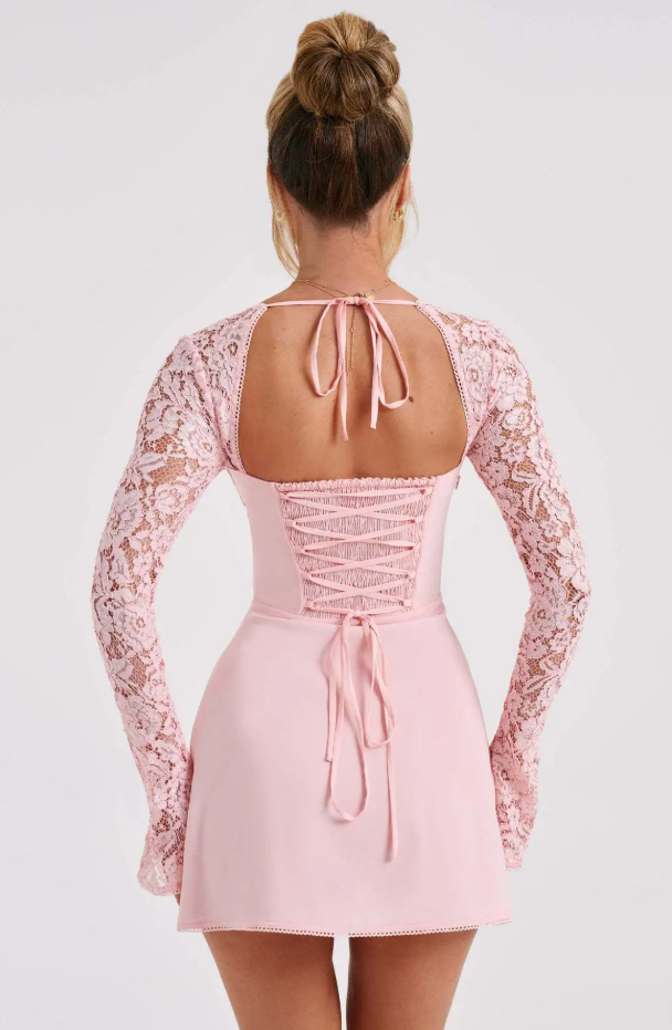 LACE LONG SLEEVE MINI DRESS