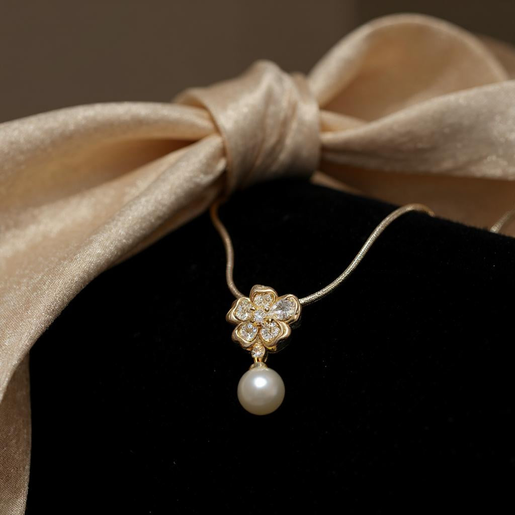 BLOSSOM PEARL DROP NECKLACE