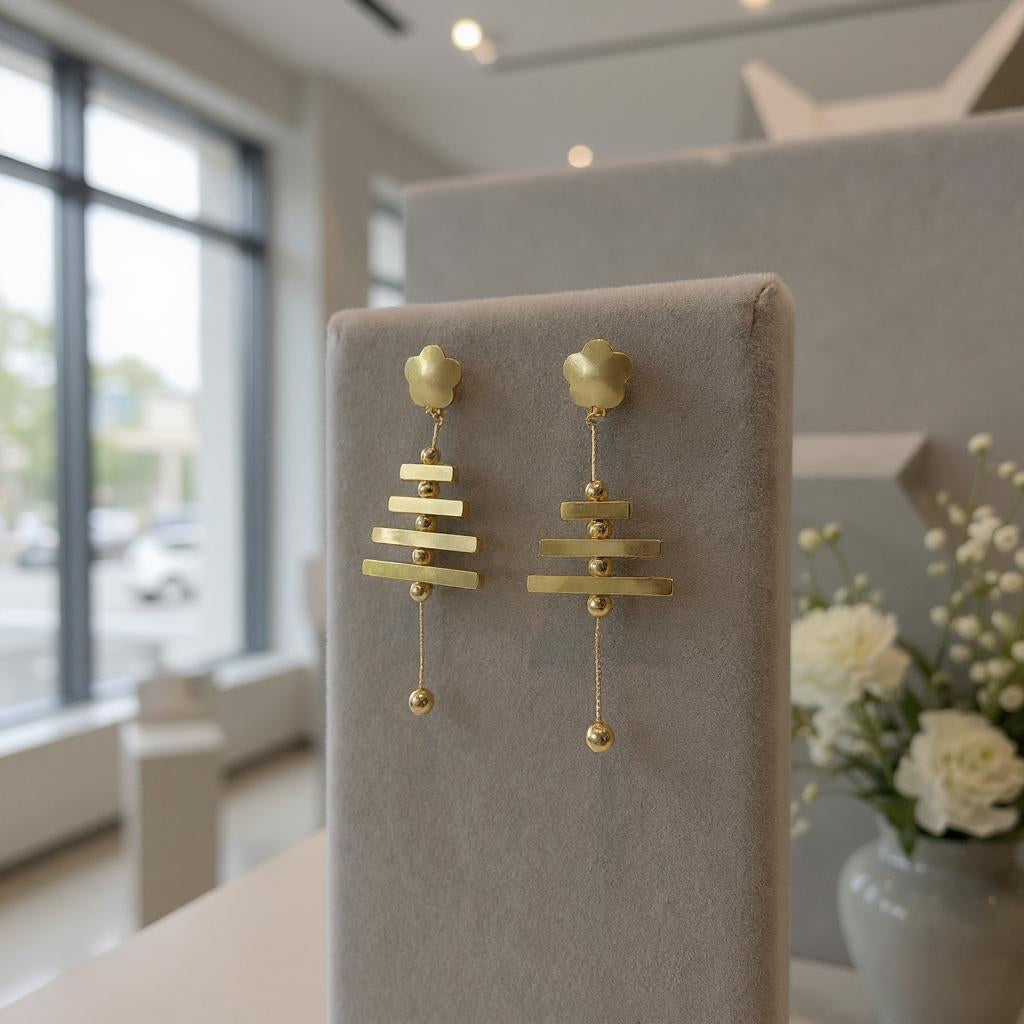 GOLDEN BLOOM CASCADE DANGLE EARRINGS