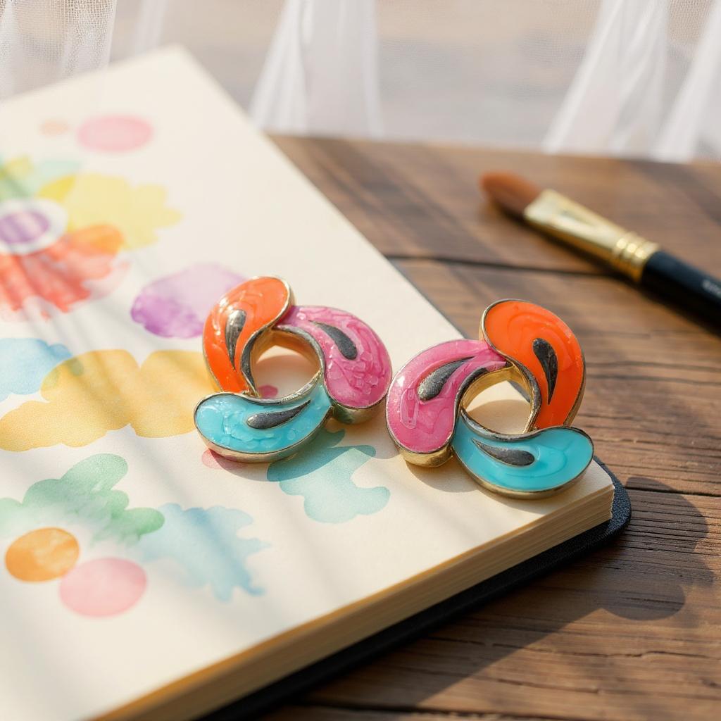 RETRO POP SPLASH ENAMEL STUD EARRINGS