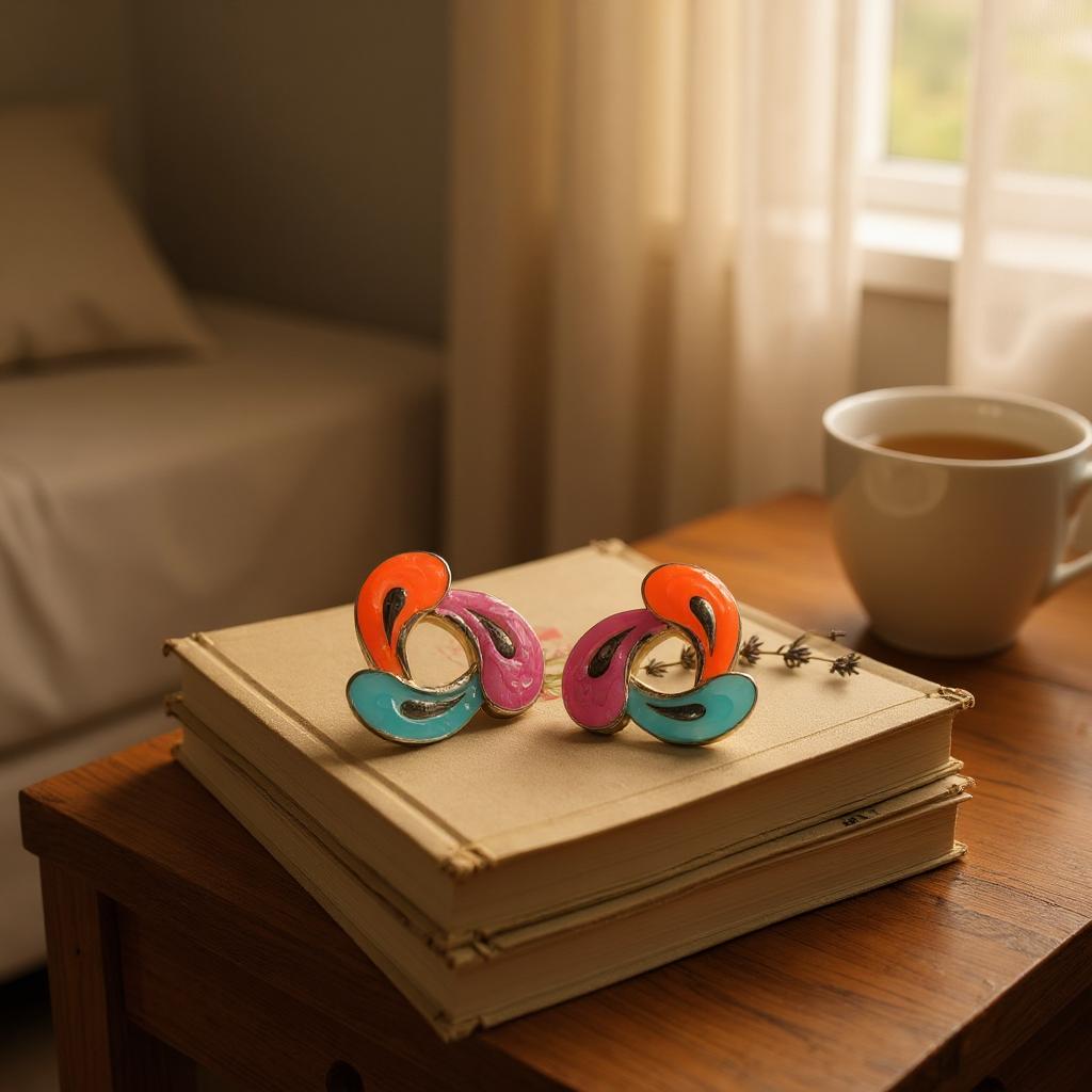 RETRO POP SPLASH ENAMEL STUD EARRINGS