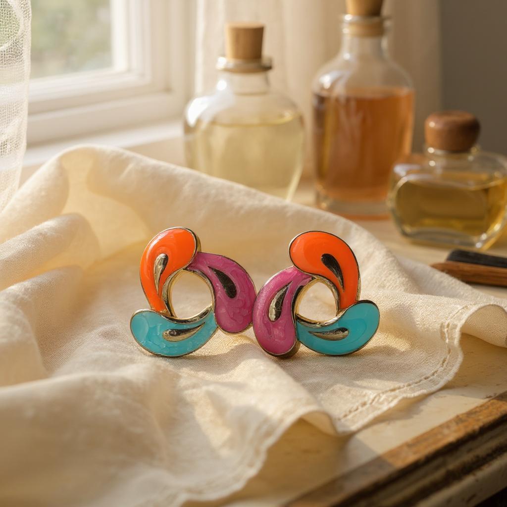 RETRO POP SPLASH ENAMEL STUD EARRINGS