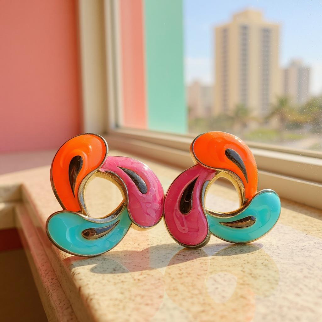 RETRO POP SPLASH ENAMEL STUD EARRINGS