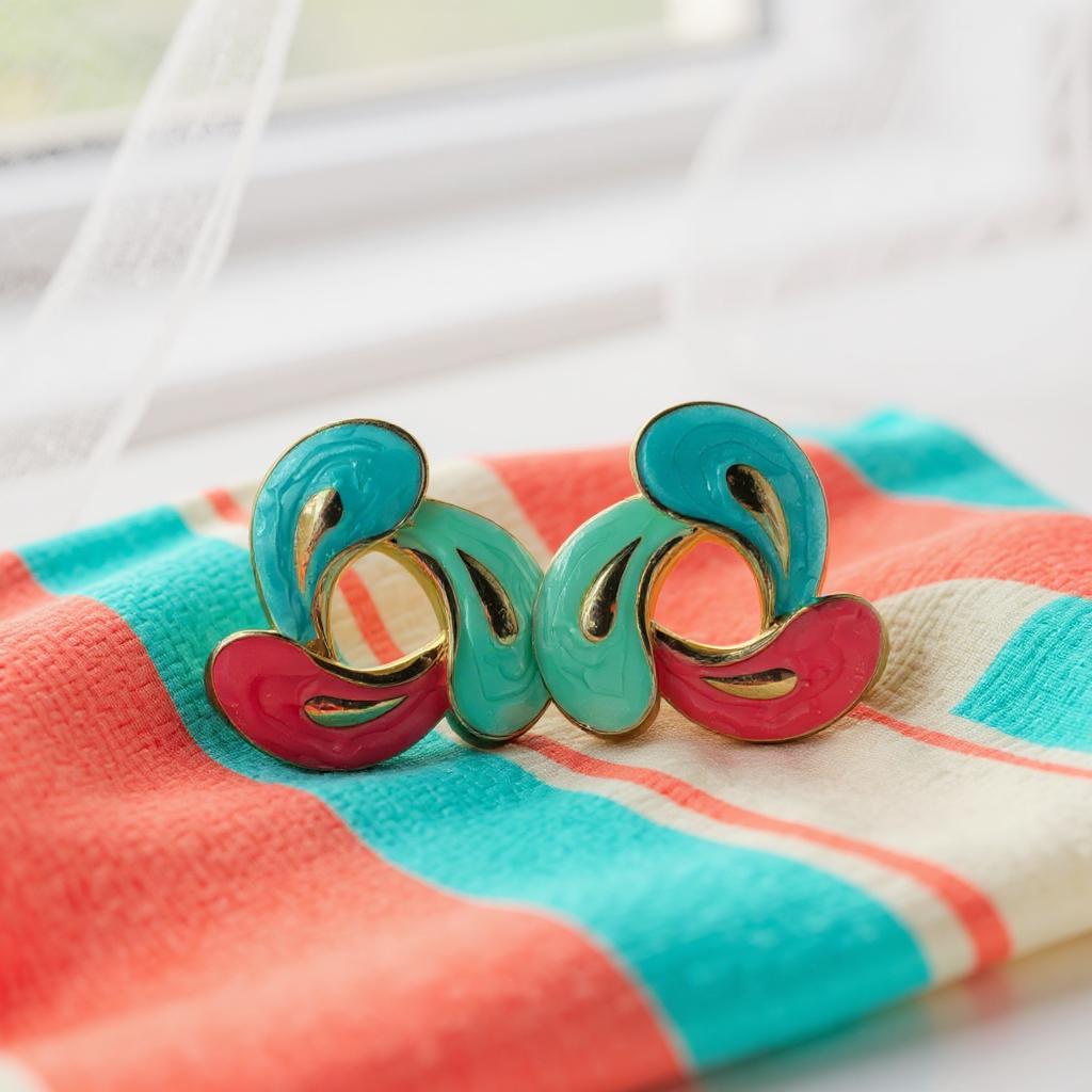 RETRO POP SPLASH ENAMEL STUD EARRINGS