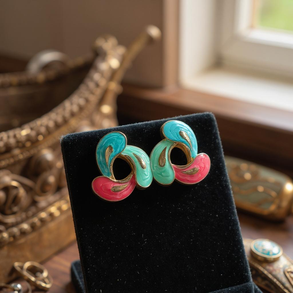 RETRO POP SPLASH ENAMEL STUD EARRINGS