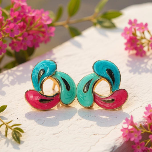 RETRO POP SPLASH ENAMEL STUD EARRINGS