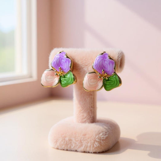 PETAL GARDEN ENAMEL STUD EARRINGS