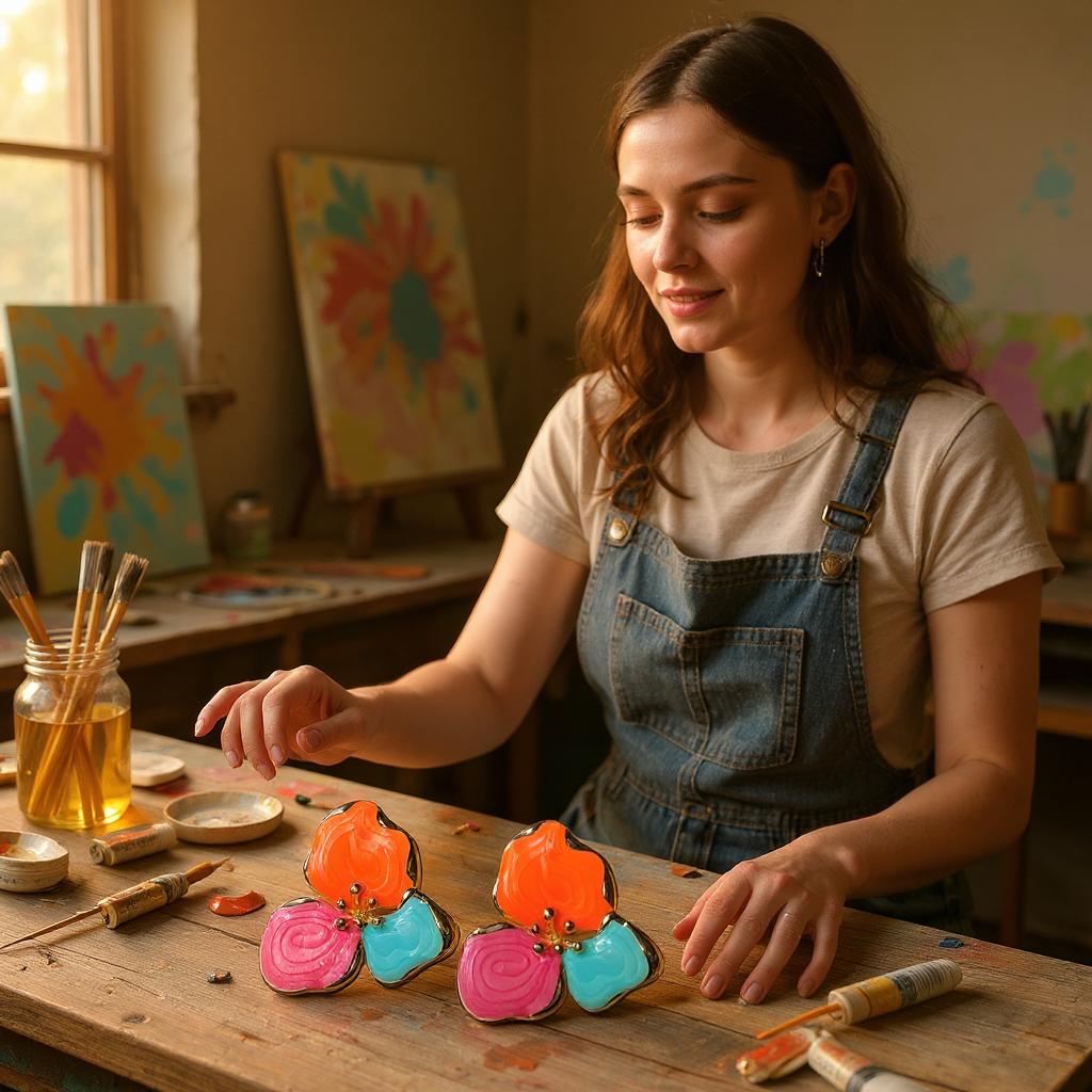PETAL GARDEN ENAMEL STUD EARRINGS