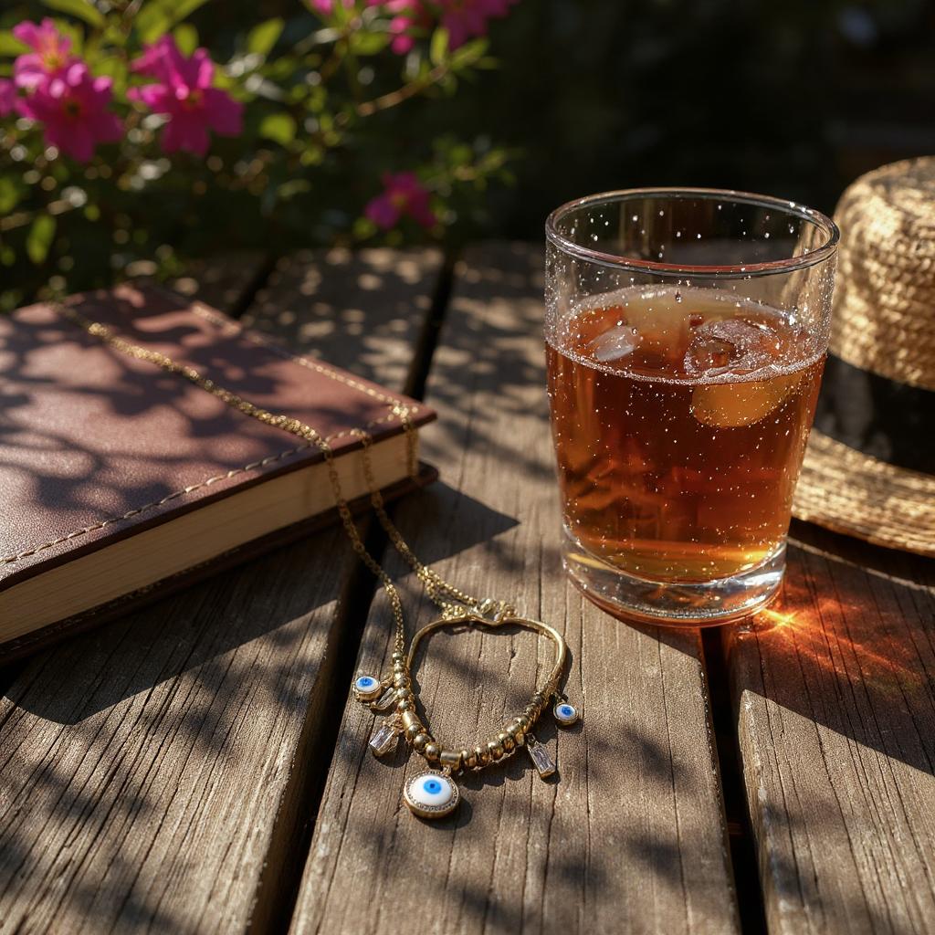 GOLDEN EVIL EYE CHARM NECKLACE