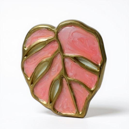 BLUSH PINK LEAF STUD EARRINGS