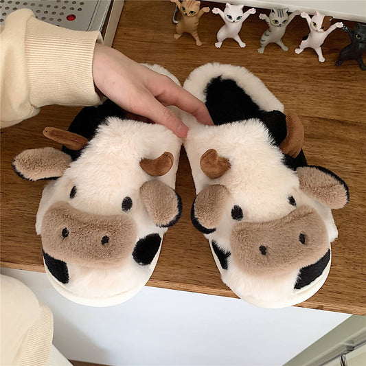 CUTE PLUSH COW SLIPPERS