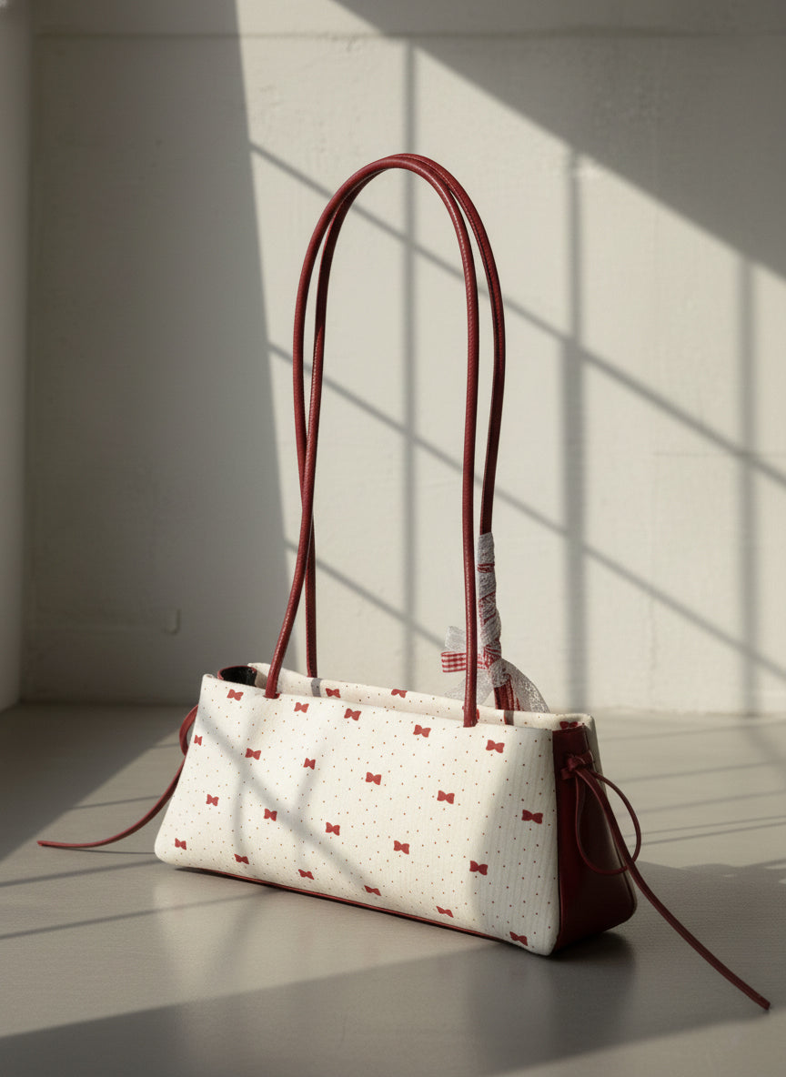 CUTE BOW PRINT SHOULDER BAG