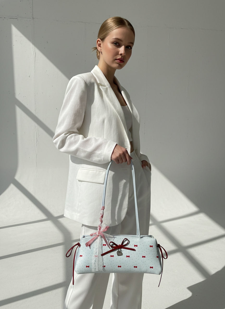 CUTE BOW PRINT SHOULDER BAG