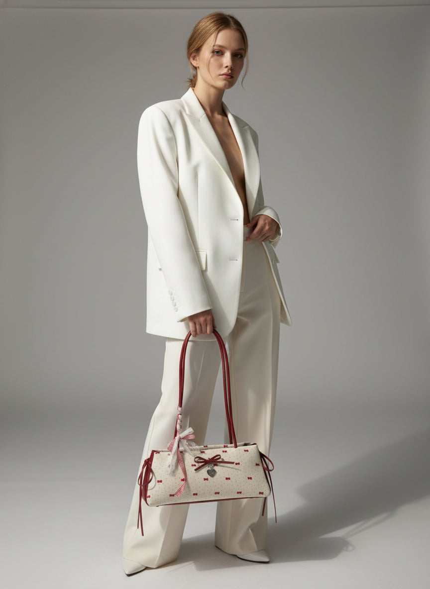 CUTE BOW PRINT SHOULDER BAG