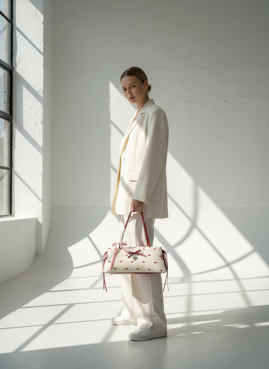 CUTE BOW PRINT SHOULDER BAG