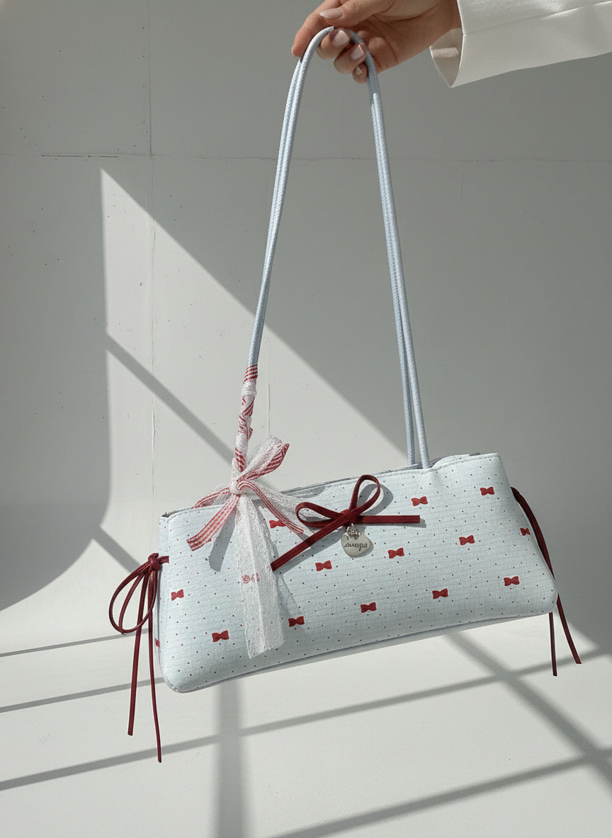 CUTE BOW PRINT SHOULDER BAG