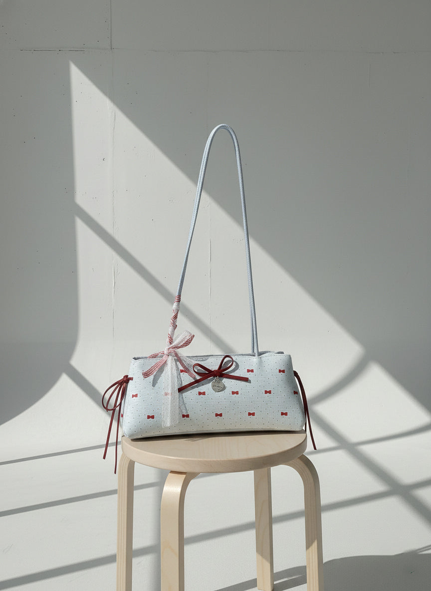 CUTE BOW PRINT SHOULDER BAG