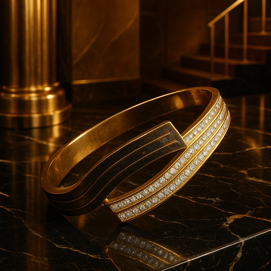 WAVE EDGE CRYSTAL ACCENT CUFF BRACELET