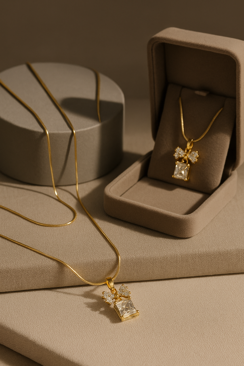 GOLDEN BOW PENDANT NECKLACE