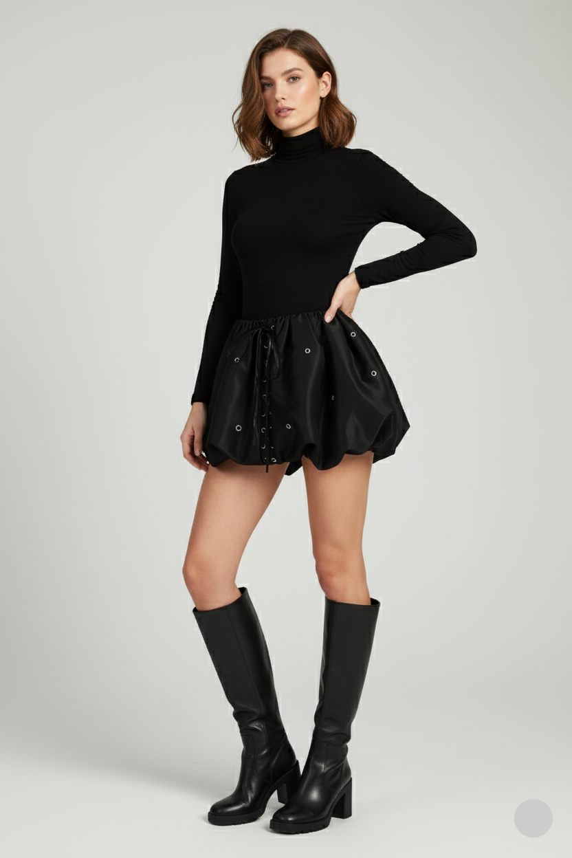 BUBBLE LACE UP MINI SKIRT