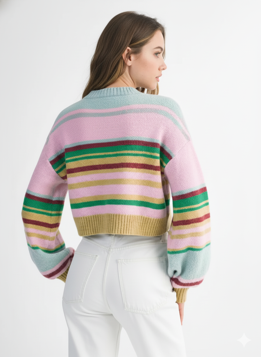 MULTICOLOUR BOXY FIT CROPPED SWEATER