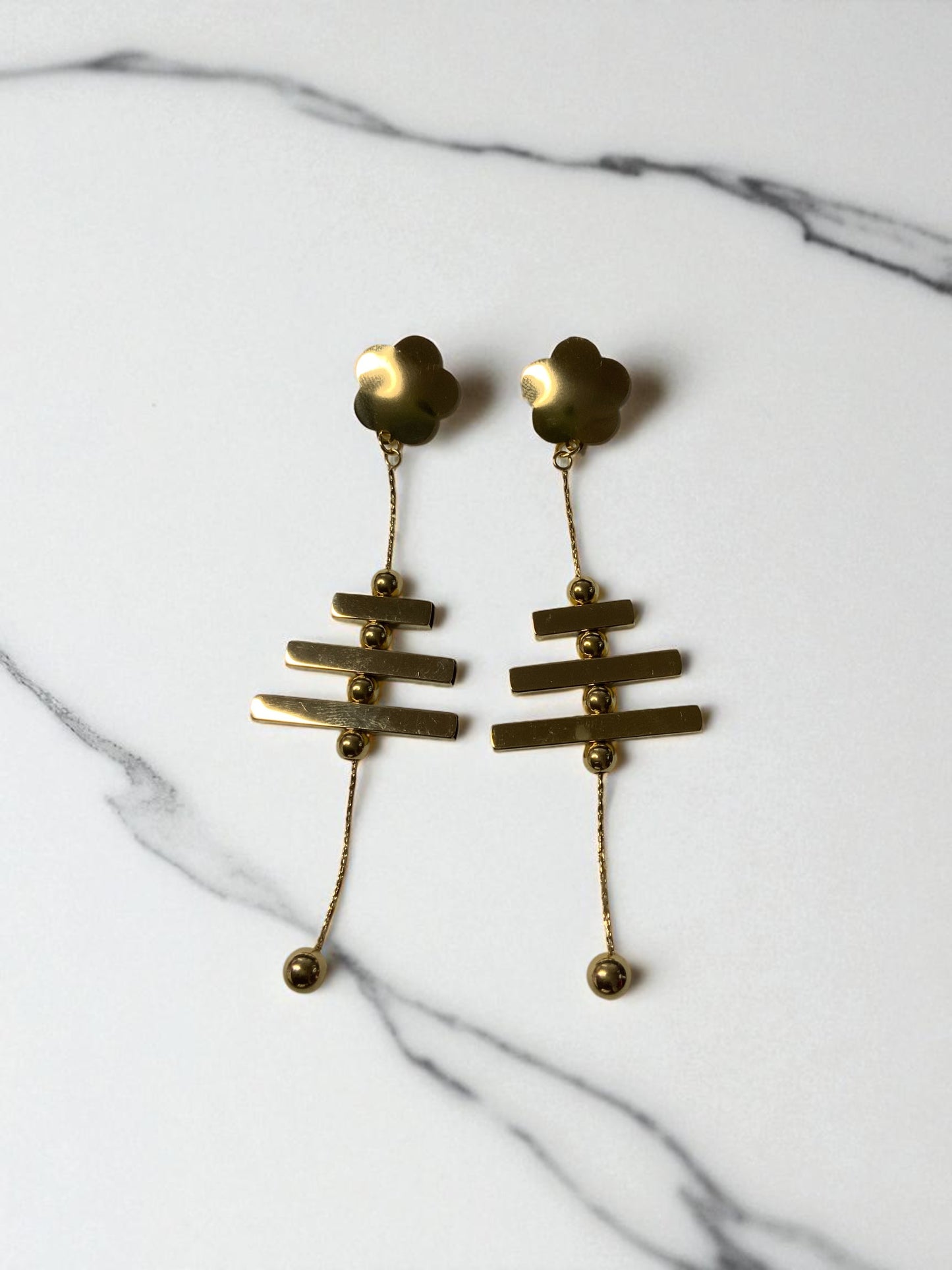 GOLDEN BLOOM CASCADE DANGLE EARRINGS