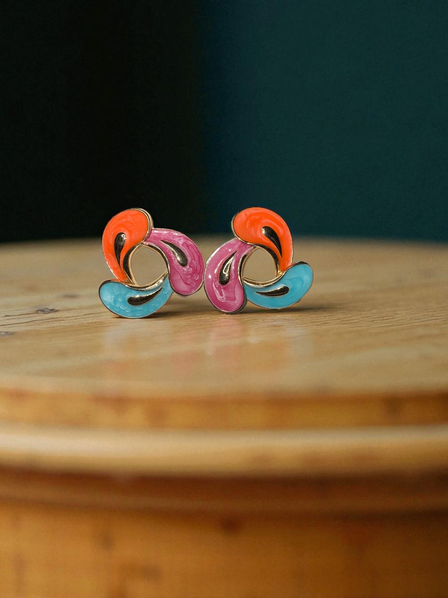 RETRO POP SPLASH ENAMEL STUD EARRINGS