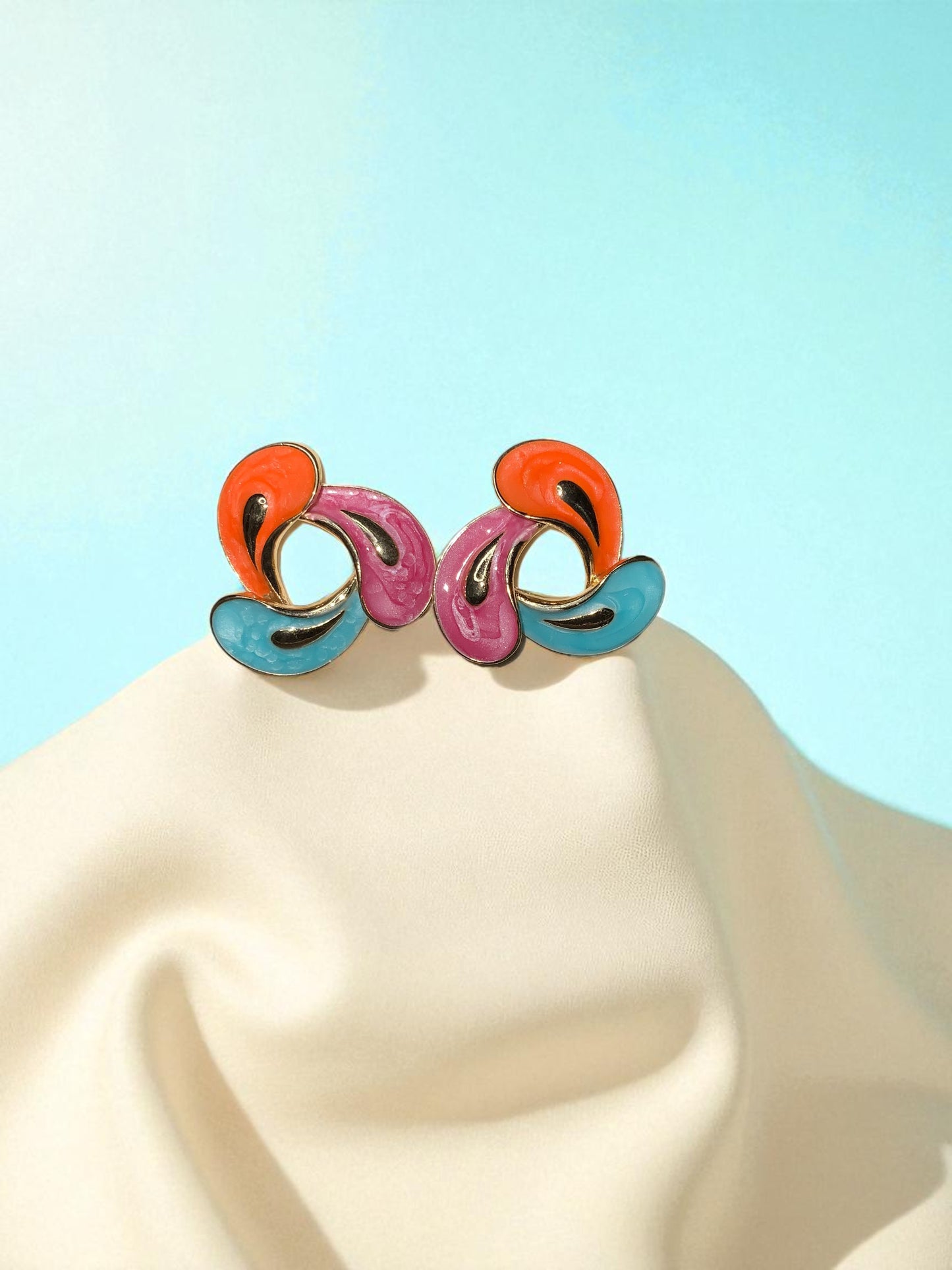 RETRO POP SPLASH ENAMEL STUD EARRINGS