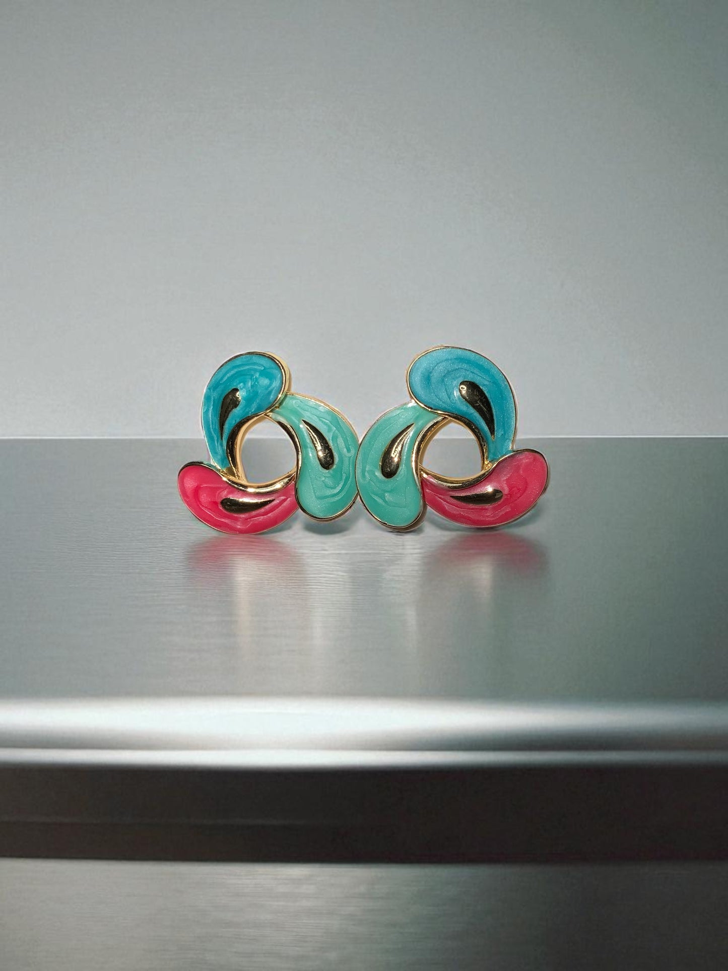 RETRO POP SPLASH ENAMEL STUD EARRINGS