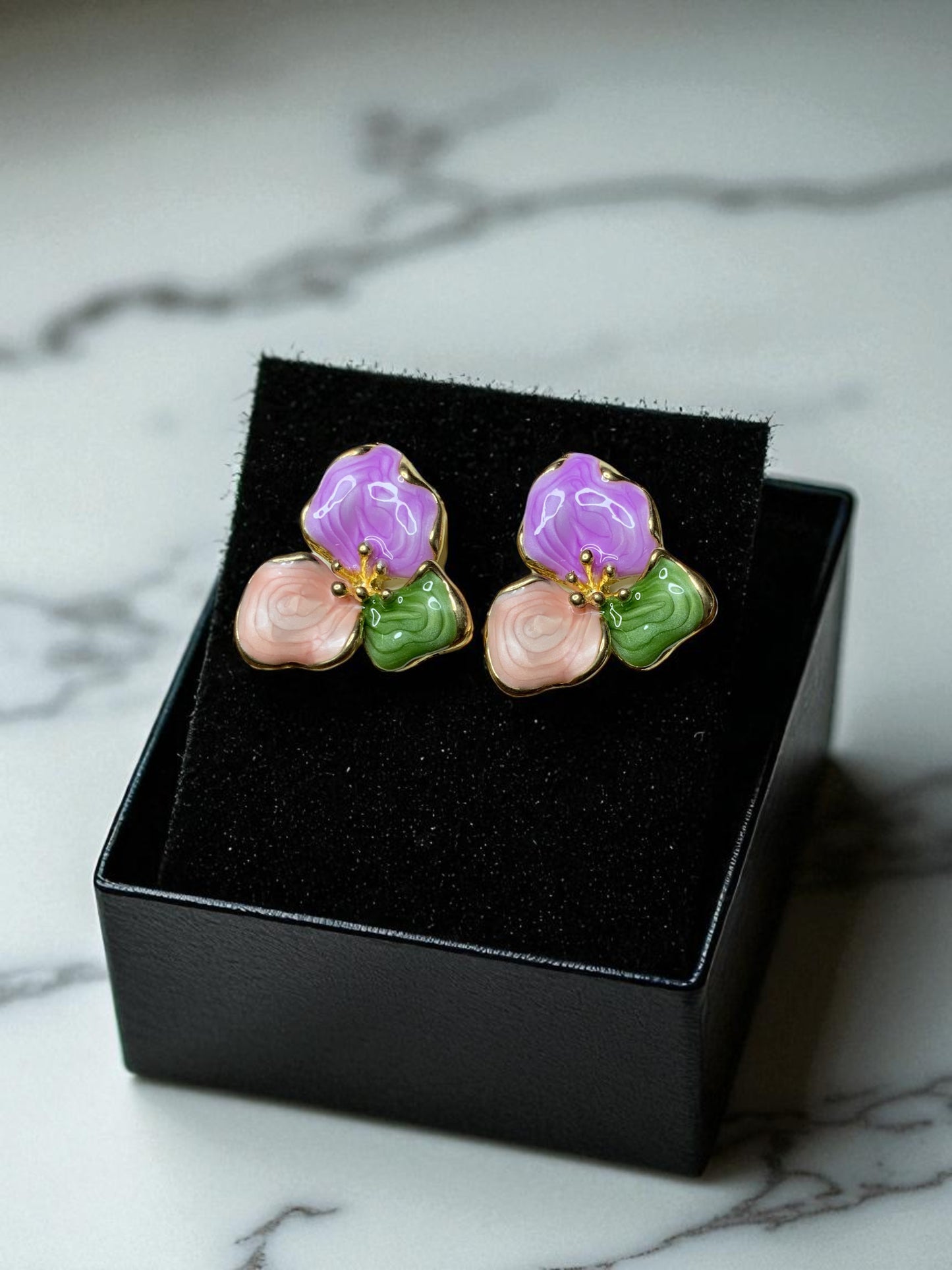 PETAL GARDEN ENAMEL STUD EARRINGS