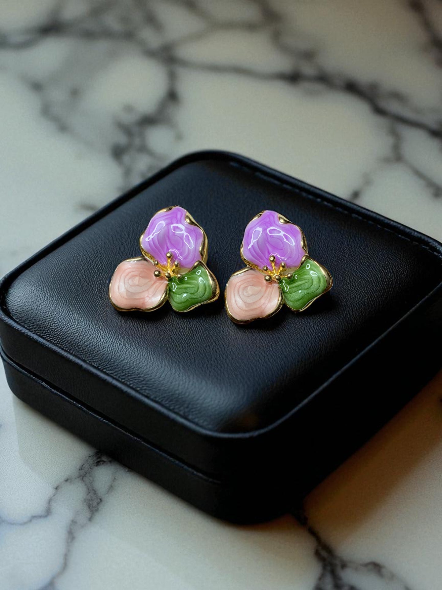 PETAL GARDEN ENAMEL STUD EARRINGS
