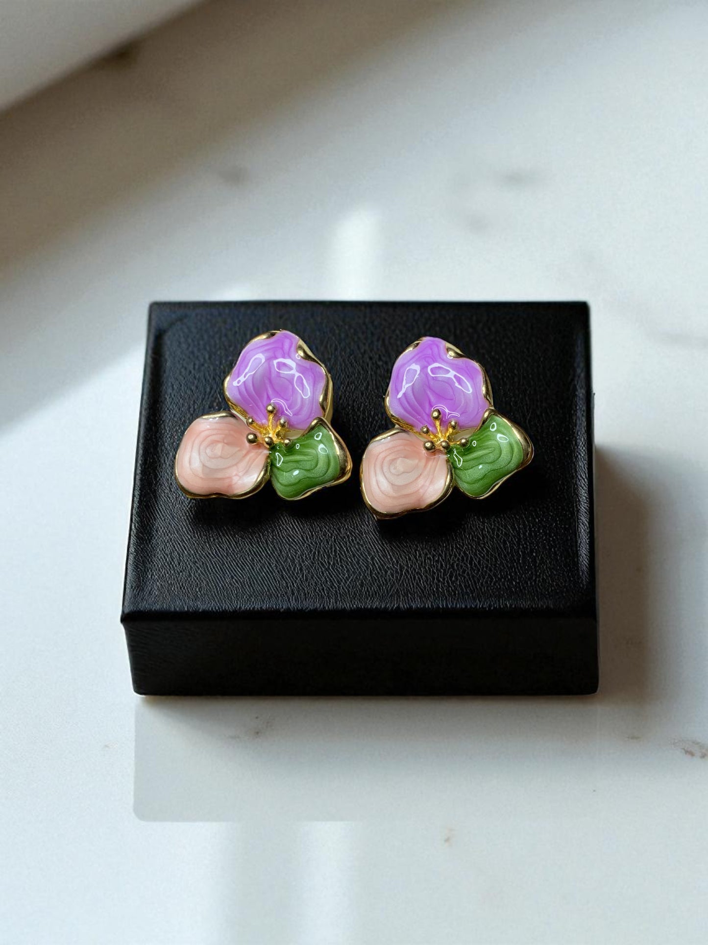 PETAL GARDEN ENAMEL STUD EARRINGS