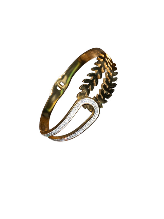GOLDEN FERN EMBRACE CZ BANGLE BRACELET