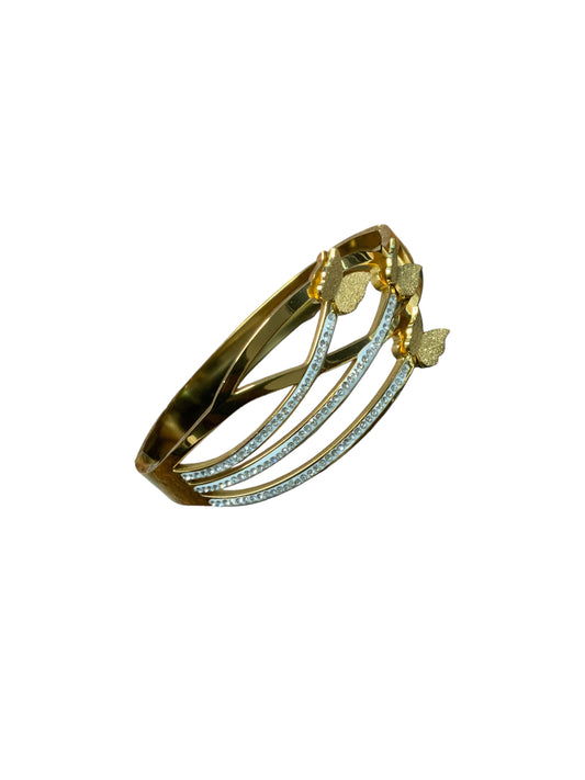 GOLDEN BUTTERFLY CASCADE CZ BANGLE BRACELET