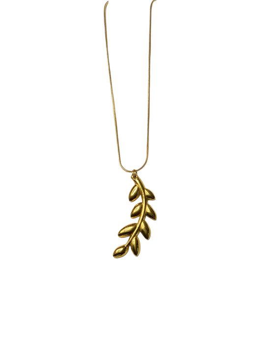 GOLDEN OLIVE LEAF PENDANT NECKLACE