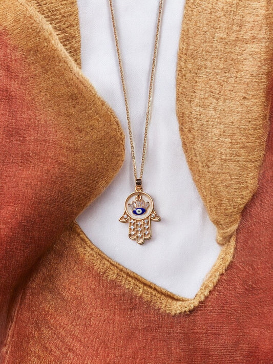 HAMSA HAND EVIL EYE PENDANT NECKLACE