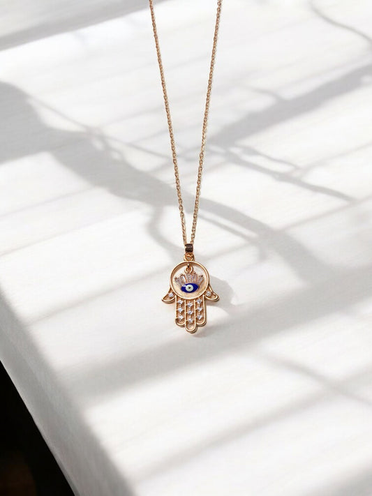 HAMSA HAND EVIL EYE PENDANT NECKLACE