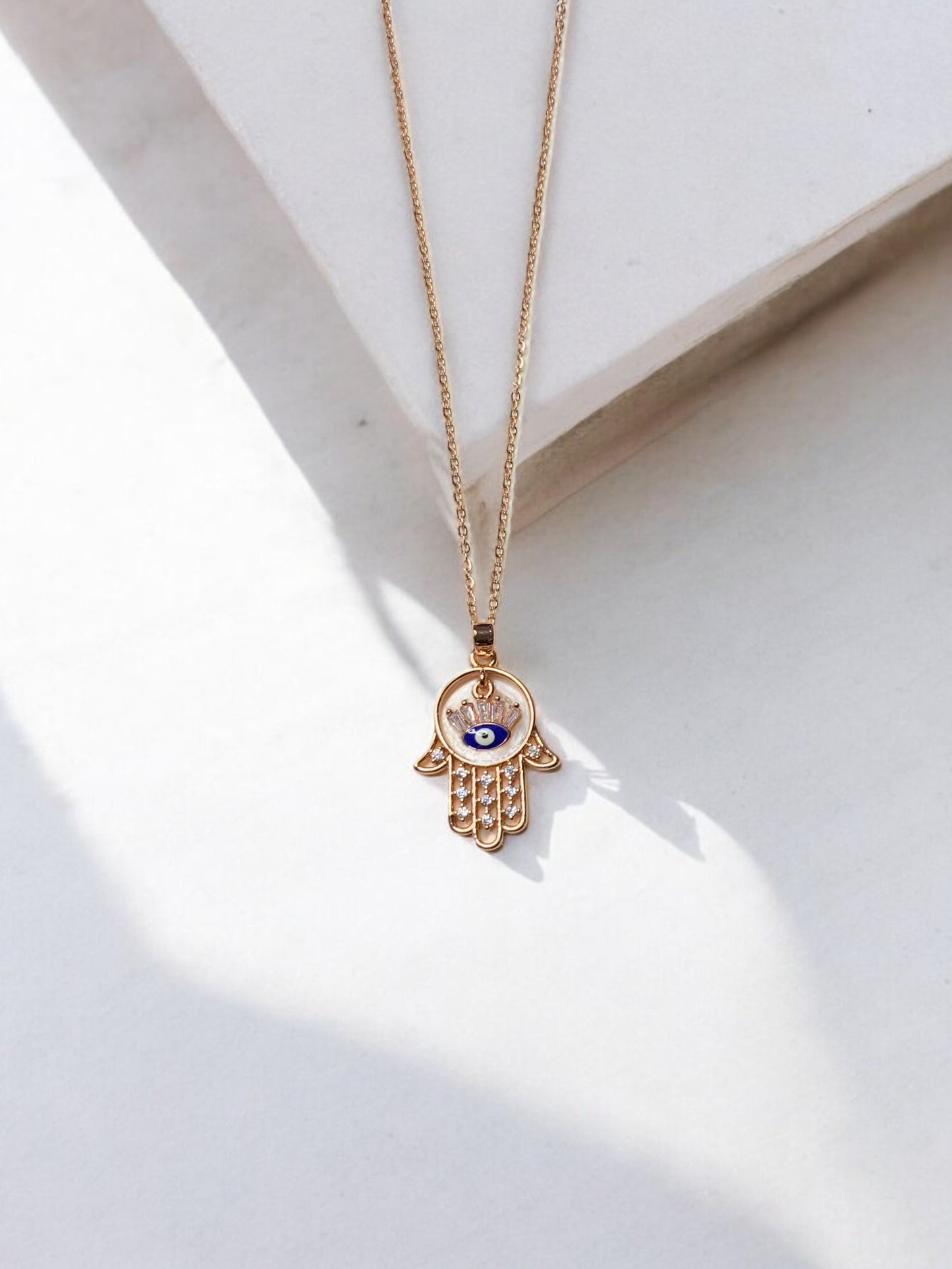 HAMSA HAND EVIL EYE PENDANT NECKLACE