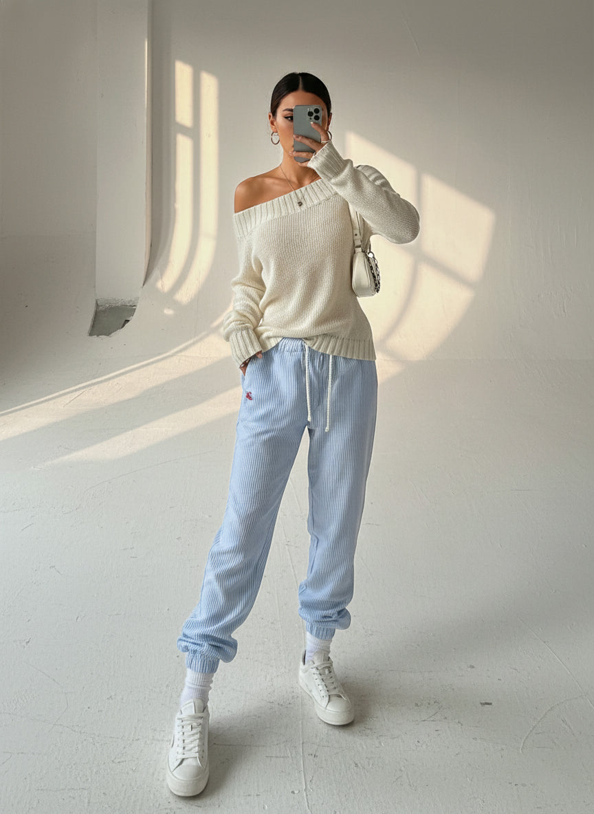 RIBBED KNIT BOAT NECK SWEATER