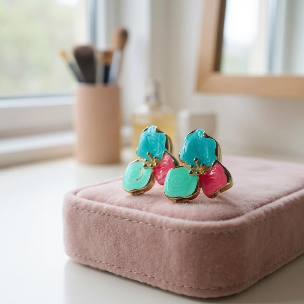 PETAL GARDEN ENAMEL STUD EARRINGS