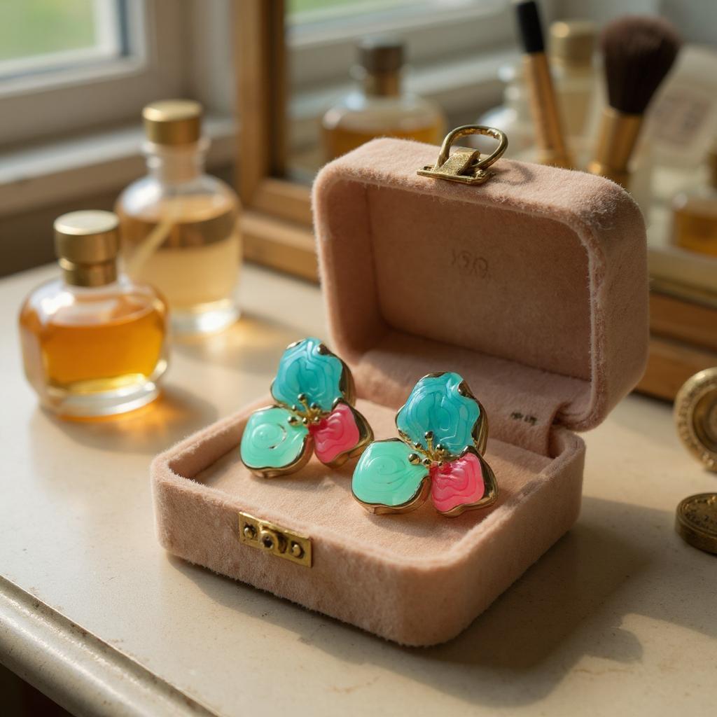 PETAL GARDEN ENAMEL STUD EARRINGS