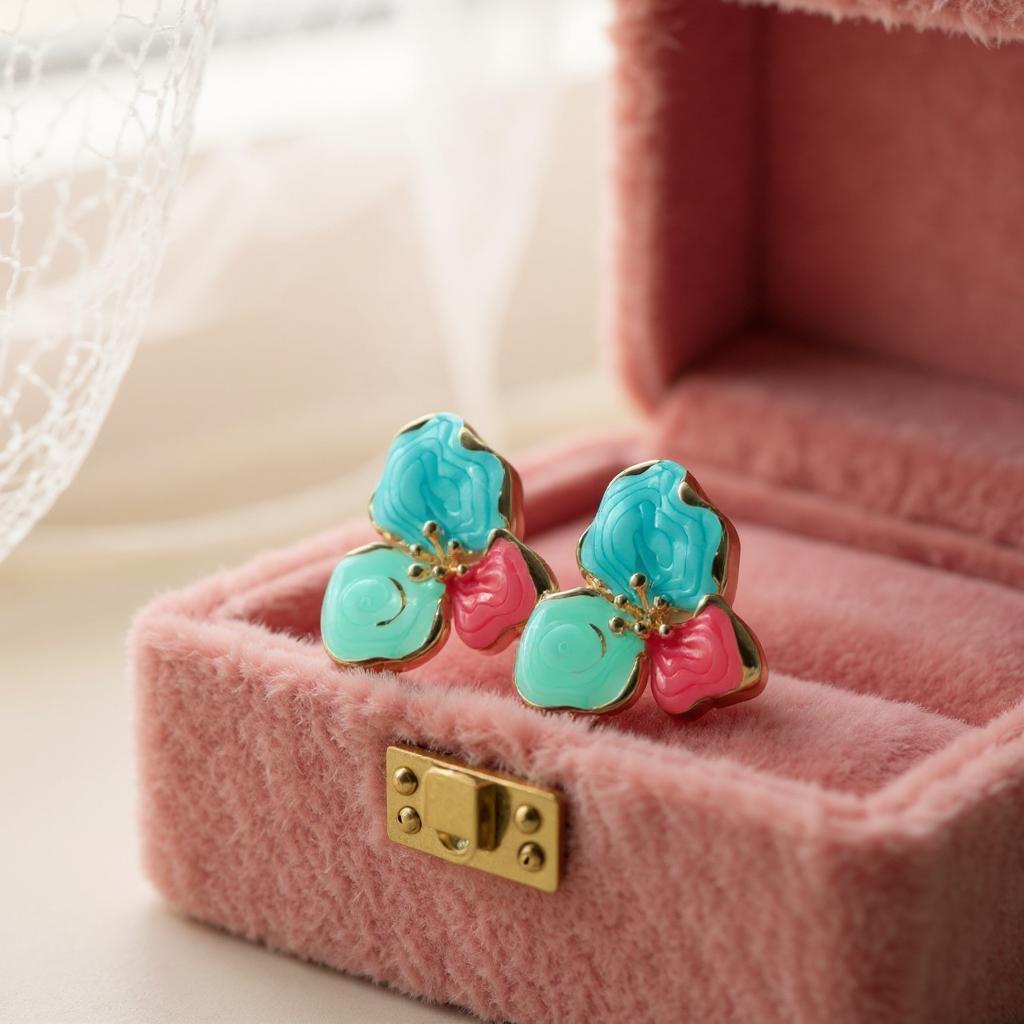 PETAL GARDEN ENAMEL STUD EARRINGS
